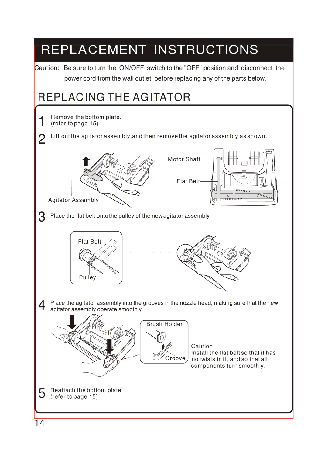 Fantom Vacuum FM740 B instruction manual Replacing the Agitator 