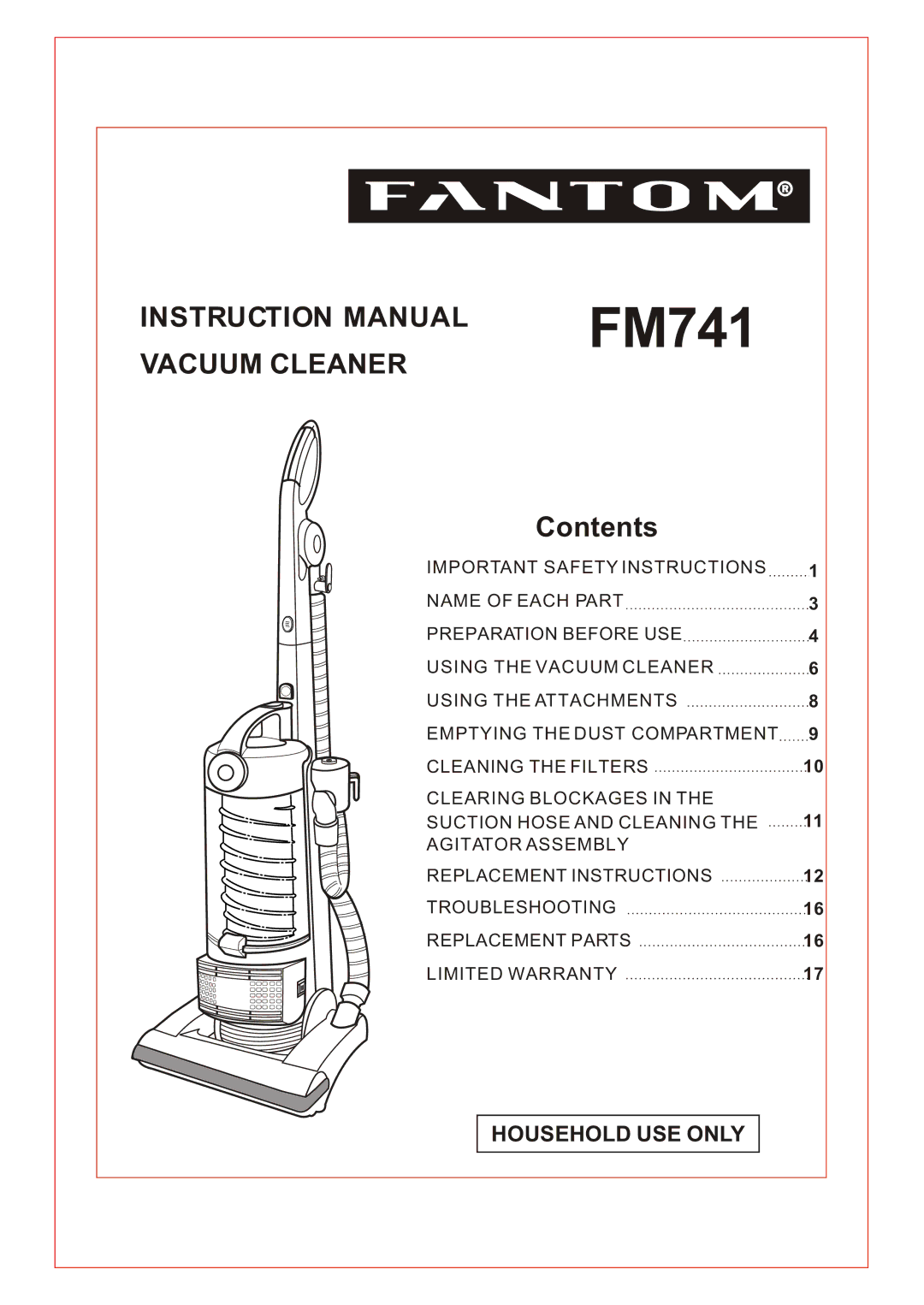 Fantom Vacuum FM741 instruction manual 