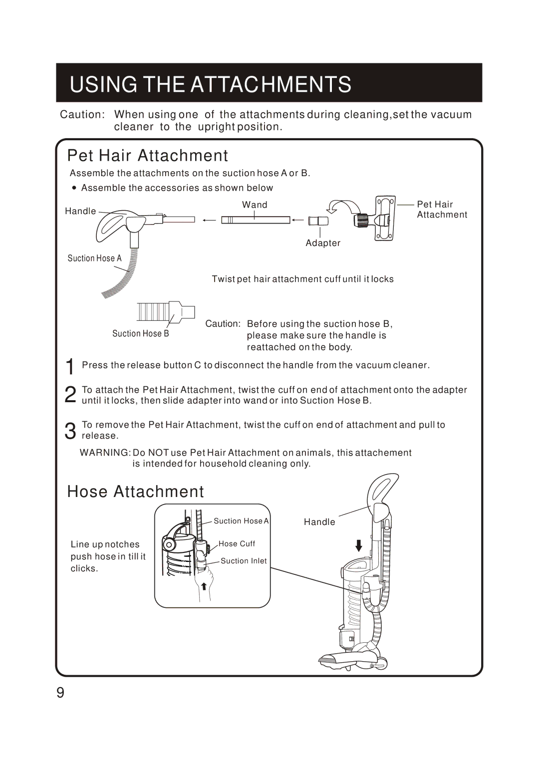 Fantom Vacuum FM744H instruction manual Hose Attachment 