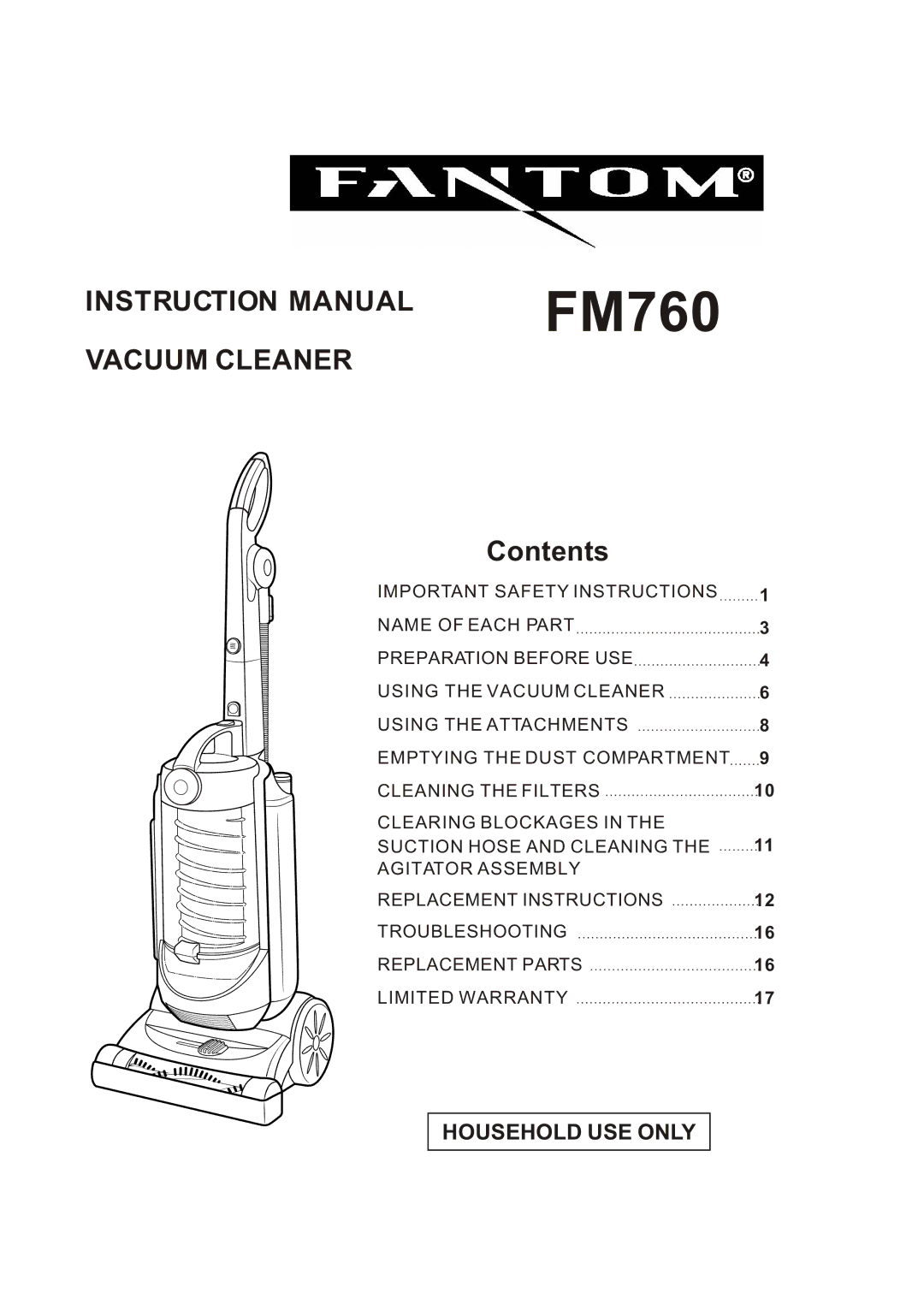 Fantom Vacuum FM760 instruction manual 