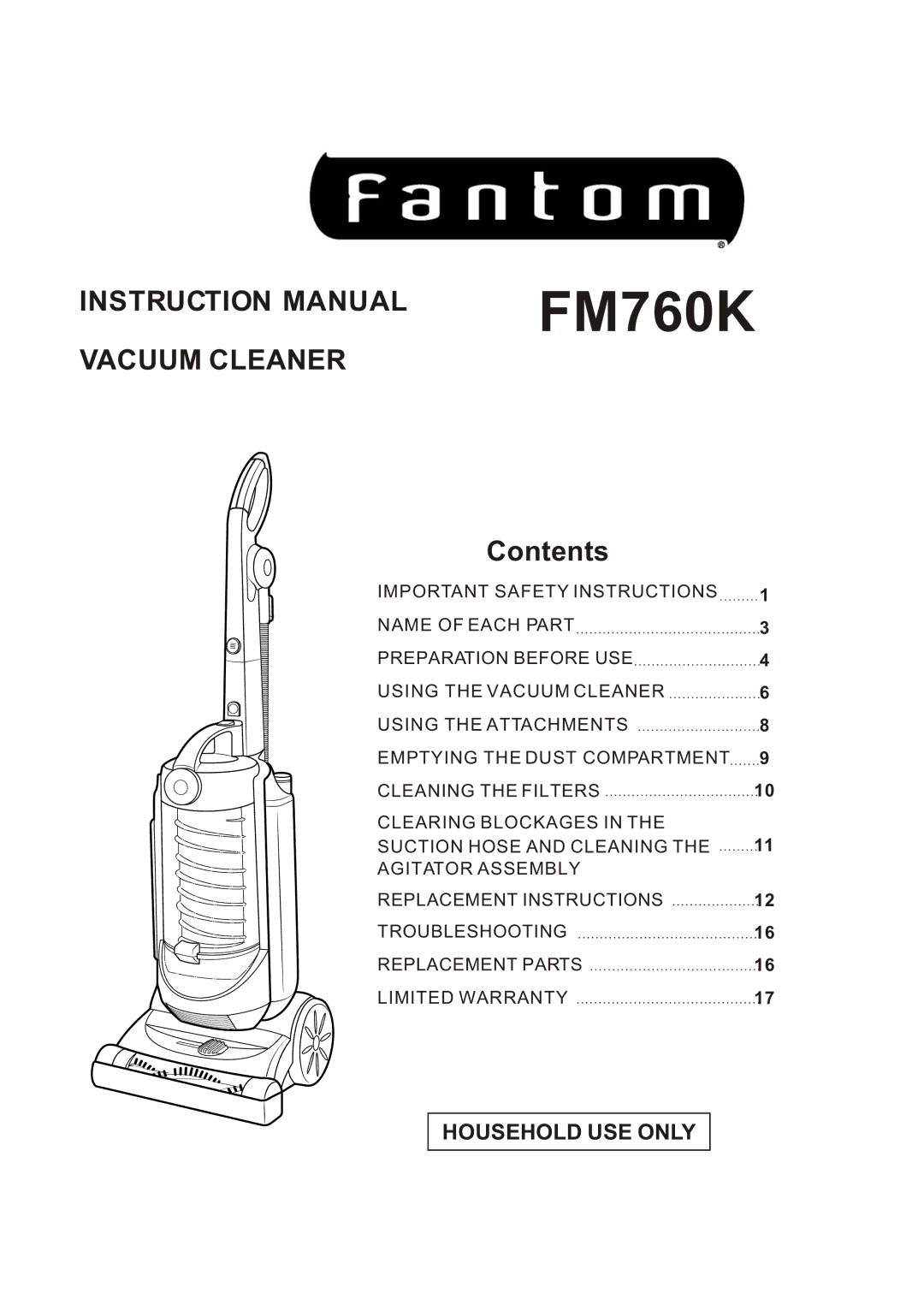 Fantom Vacuum FM760K instruction manual 