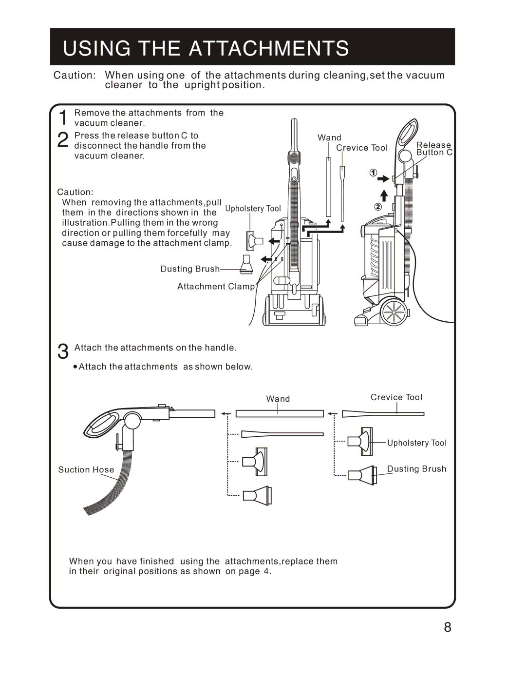 Fantom Vacuum FM760K instruction manual Using the Attachments 