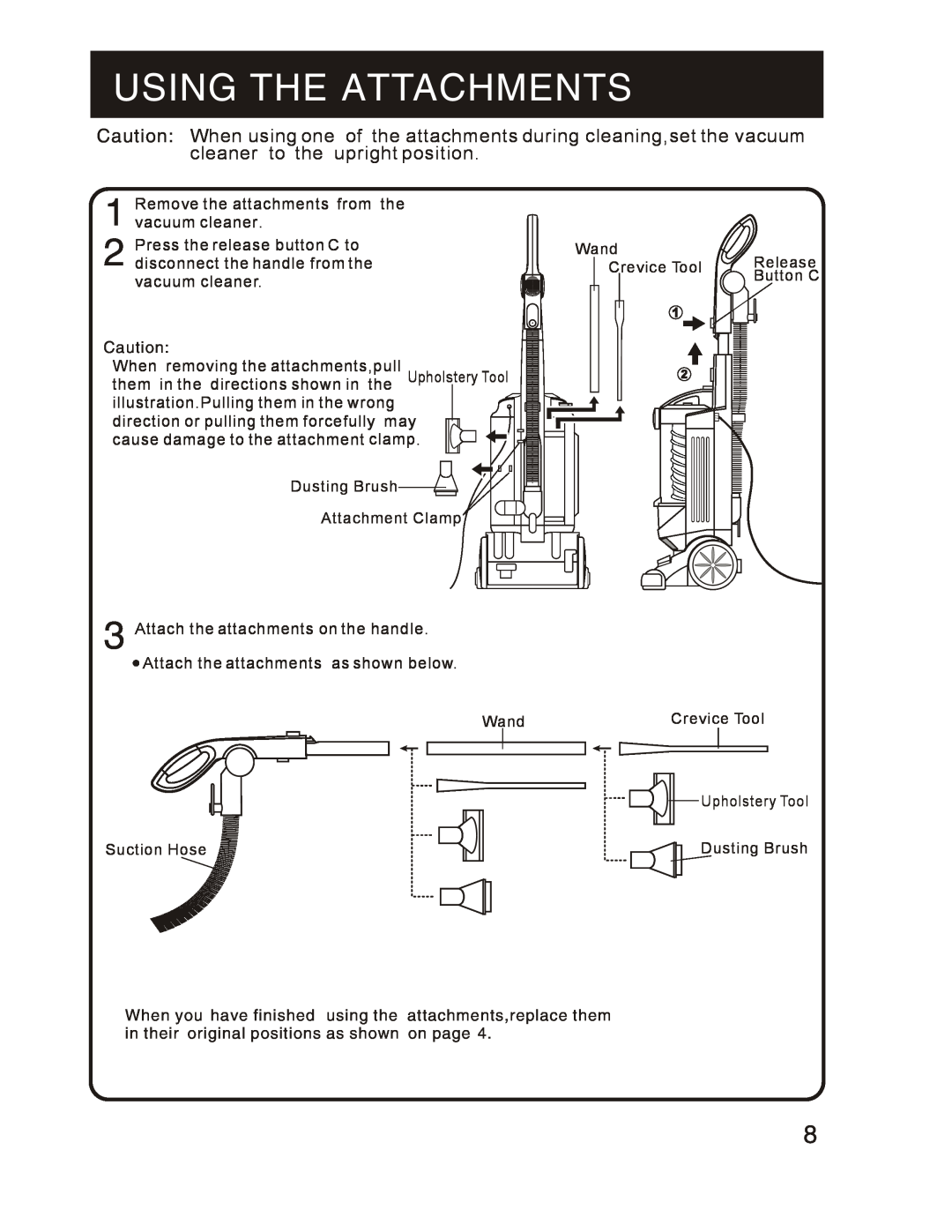 Fantom Vacuum FM760K instruction manual Using The Attachments 