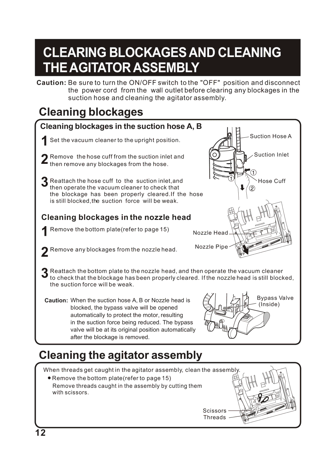 Fantom Vacuum FM766HO, FM766HP, FM766HG instruction manual Clearing Blockages and Cleaning the Agitator Assembly 