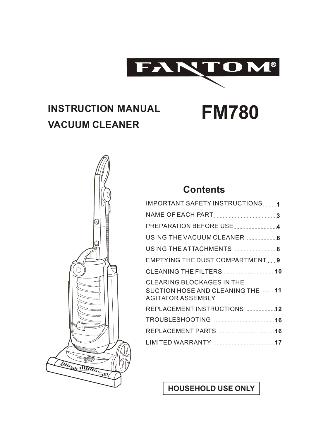 Fantom Vacuum FM780 instruction manual 