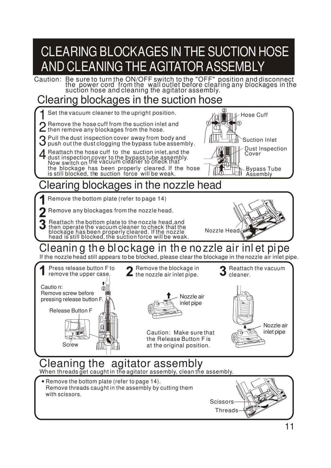 Fantom Vacuum FM780 instruction manual Clearing blockages in the suction hose 