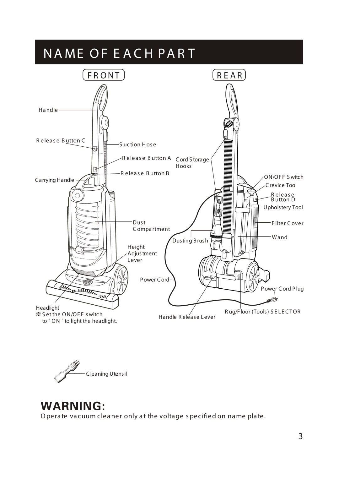 Fantom Vacuum FM780 instruction manual ME O F E a C H P a R T 