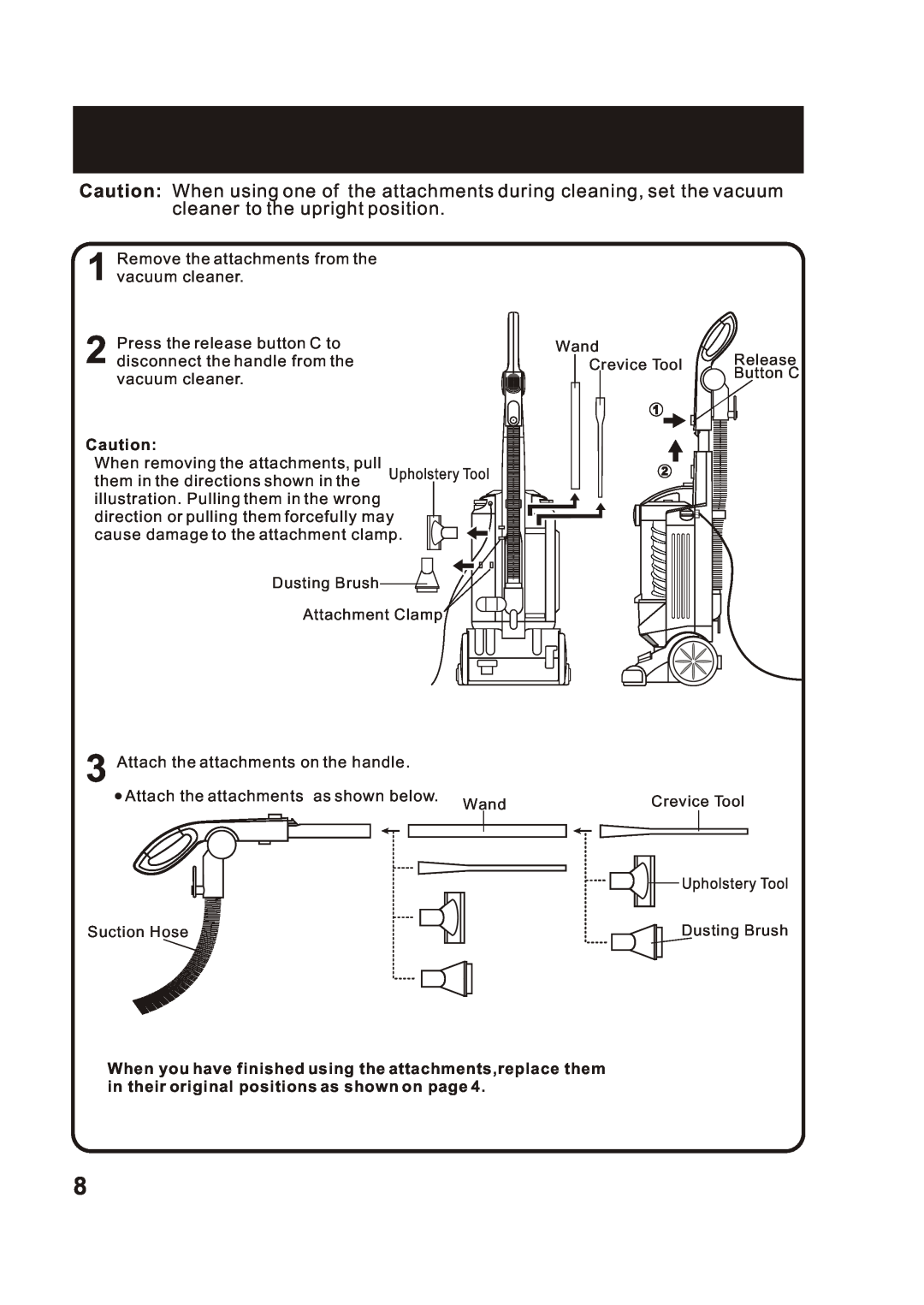 Fantom Vacuum FM780 instruction manual Remove the attachments from the 1 vacuum cleaner 