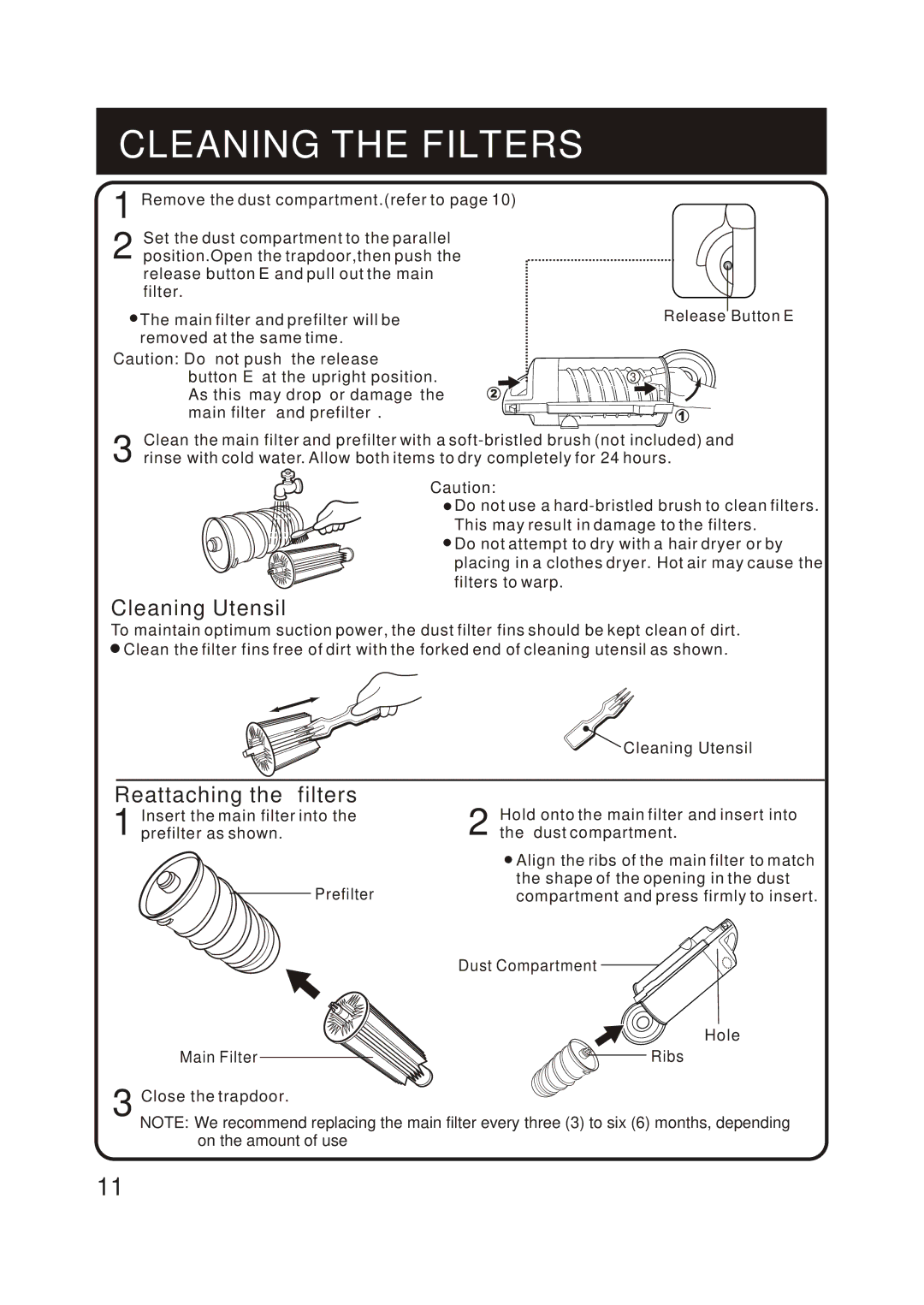 Fantom Vacuum FM788HG, FM788HB, FM788HC instruction manual Cleaning the Filters, Cleaning Utensil 