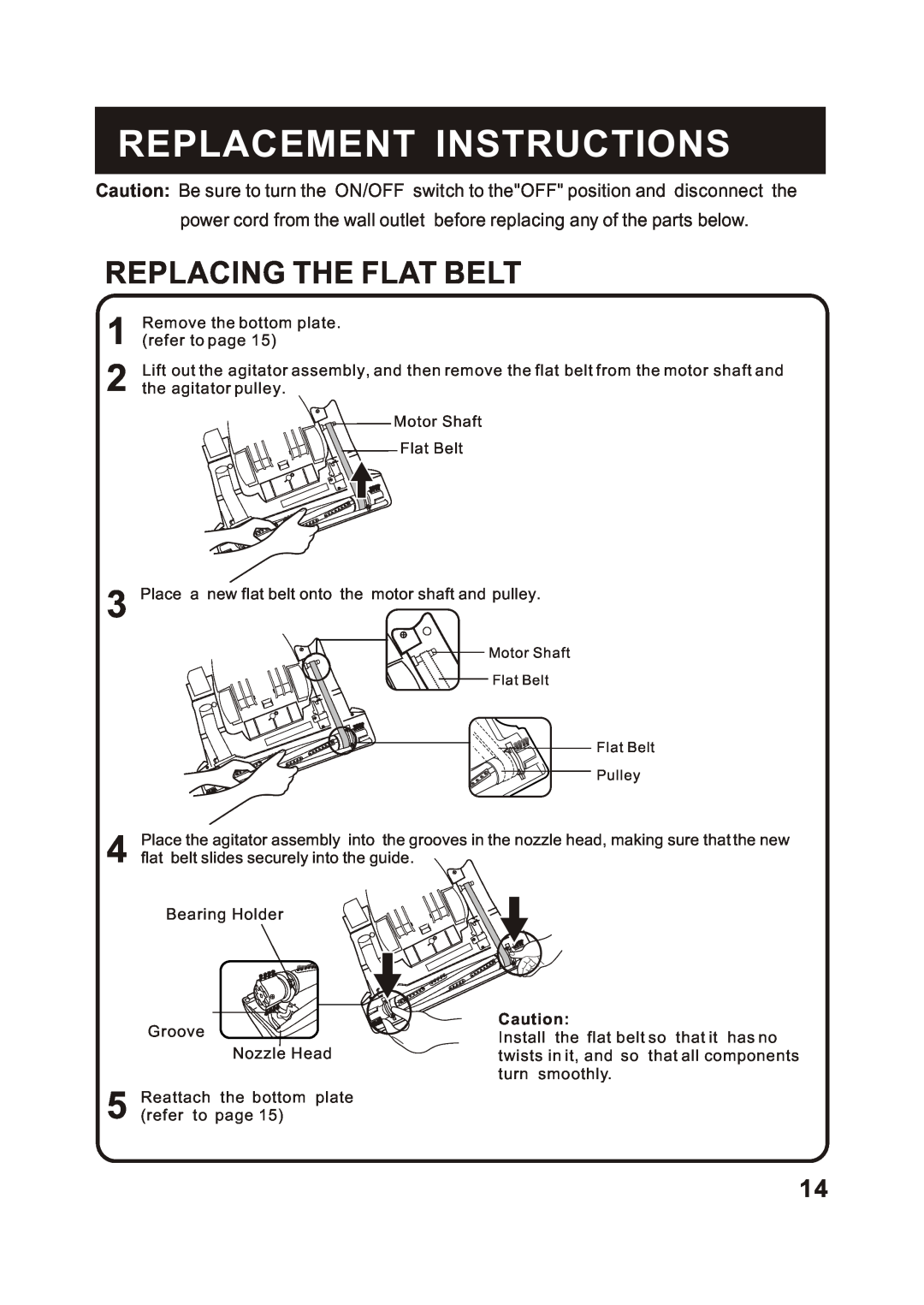 Fantom Vacuum FM788HG, FM788HB, FM788HC instruction manual Replacing The Flat Belt, Replacement Instructions 
