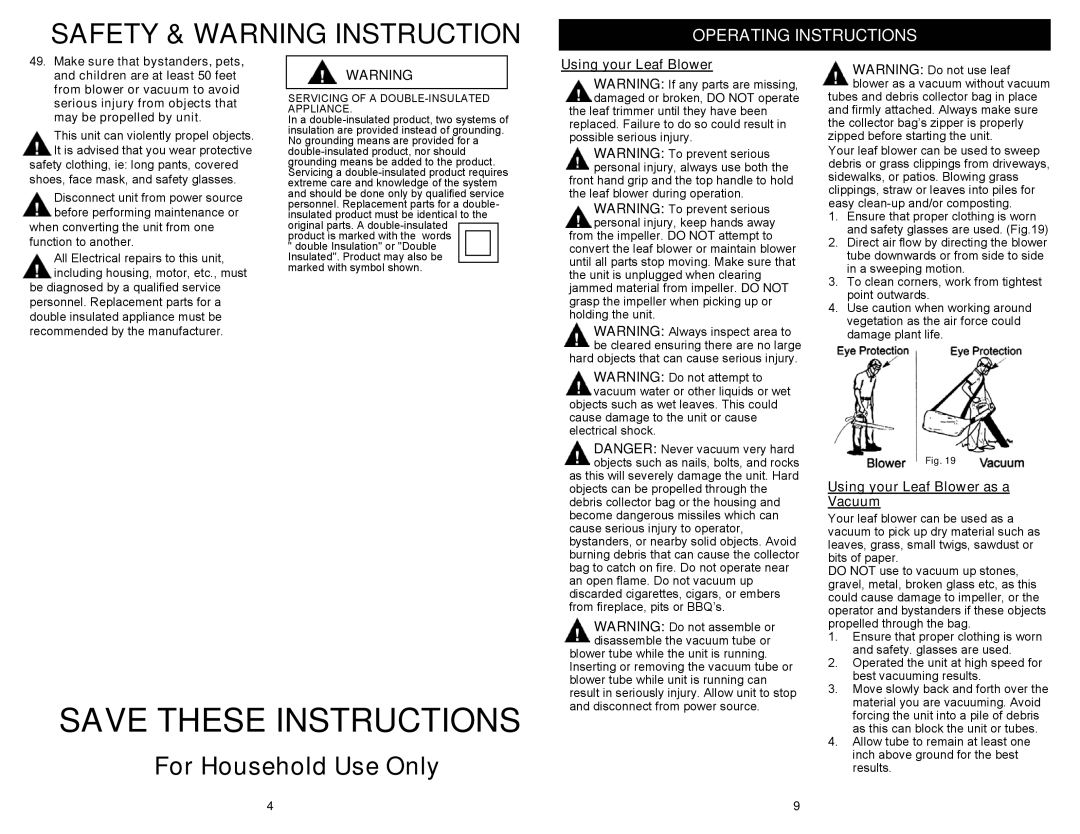 Fantom Vacuum PT199H owner manual Using your Leaf Blower as a Vacuum 