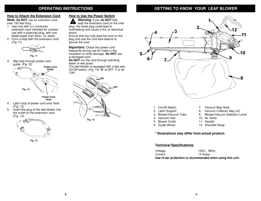 Fantom Vacuum PT205HA owner manual Operating Instructions Getting to Know Your Leaf Blower 