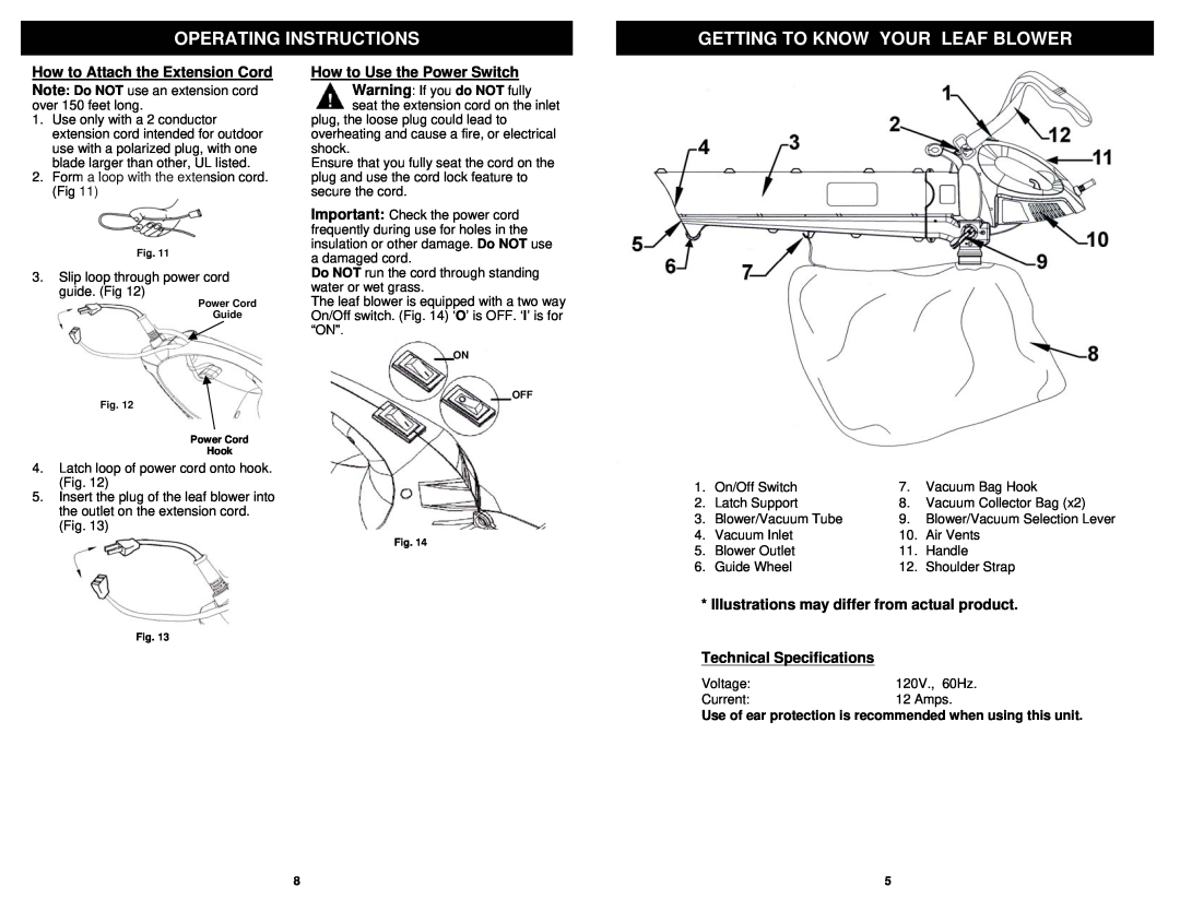 Fantom Vacuum PT205HA owner manual Getting To Know Your Leaf Blower, Illustrations may differ from actual product 