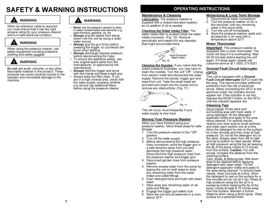 Fantom Vacuum VPW44H owner manual Operating Instructions 