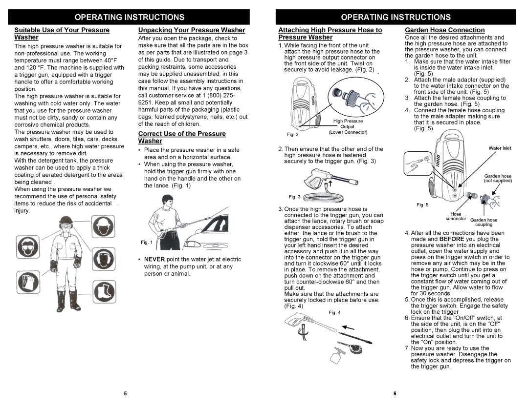 Fantom Vacuum VPW44H owner manual Operatingi Iinstructions Operating Instructions 