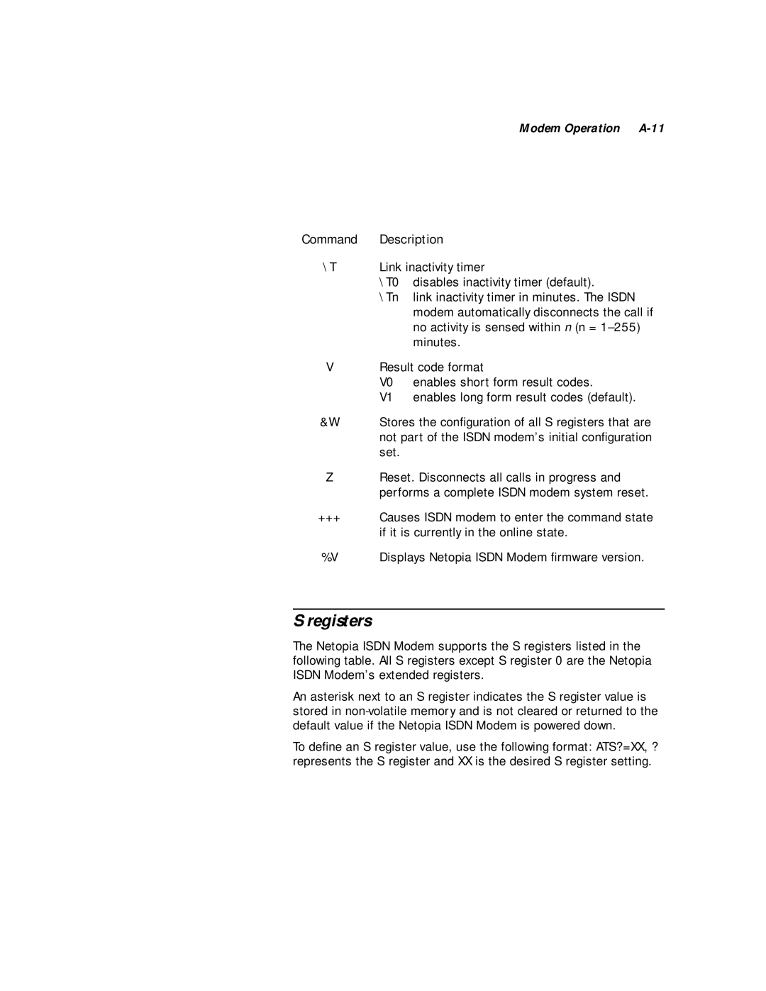 Farallon Communications 612, 412 manual Registers, Modem Operation A-11 