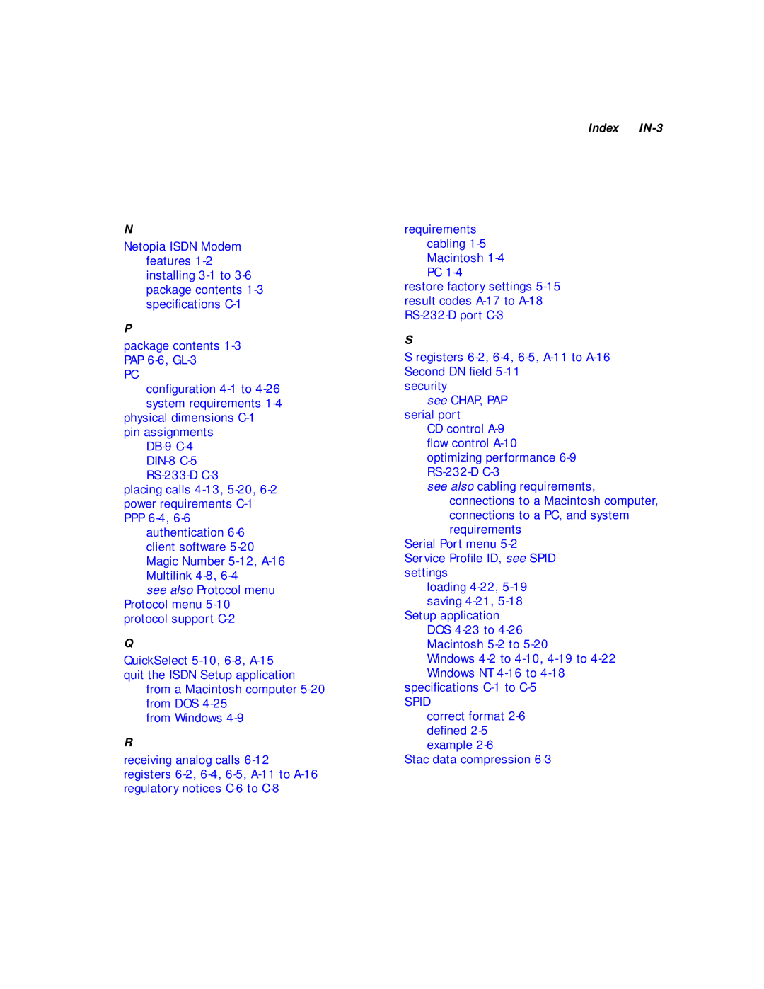 Farallon Communications 612, 412 manual Index IN-3 