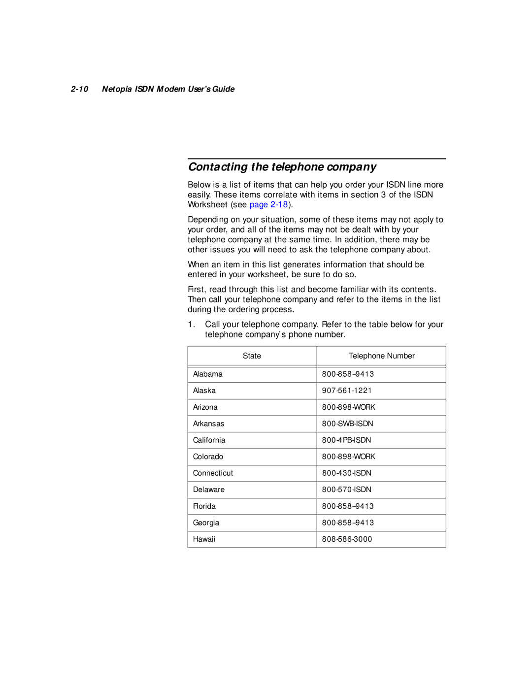 Farallon Communications 412, 612 manual Contacting the telephone company, Swb-Isdn 