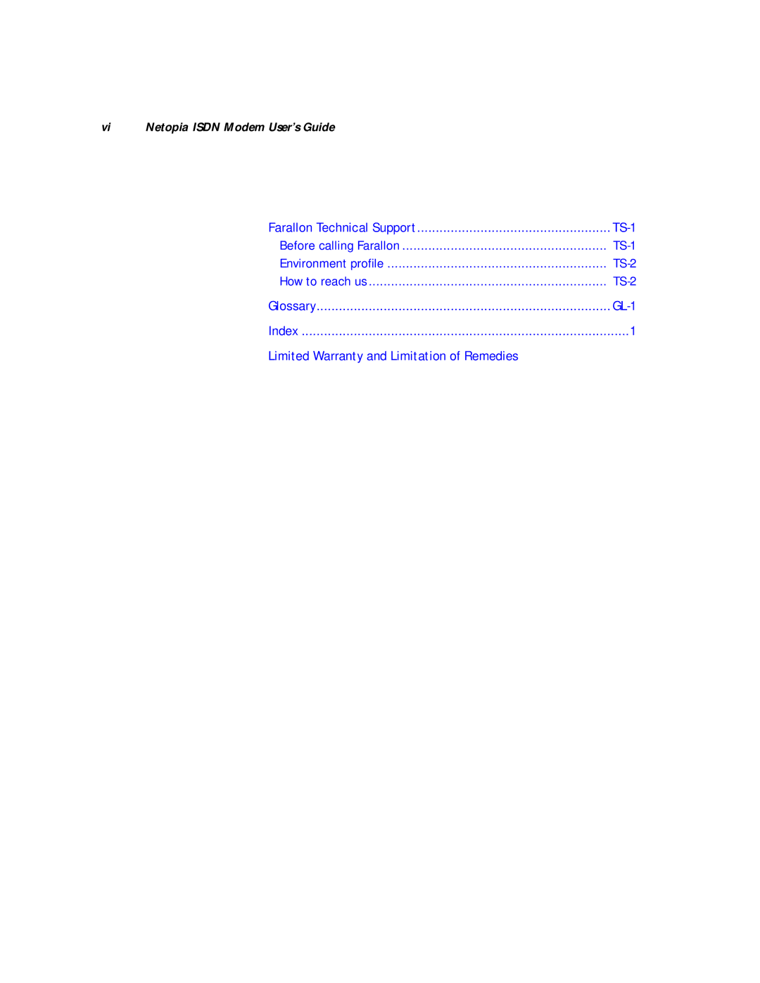 Farallon Communications 412, 612 manual Vi Netopia Isdn Modem User’s Guide 