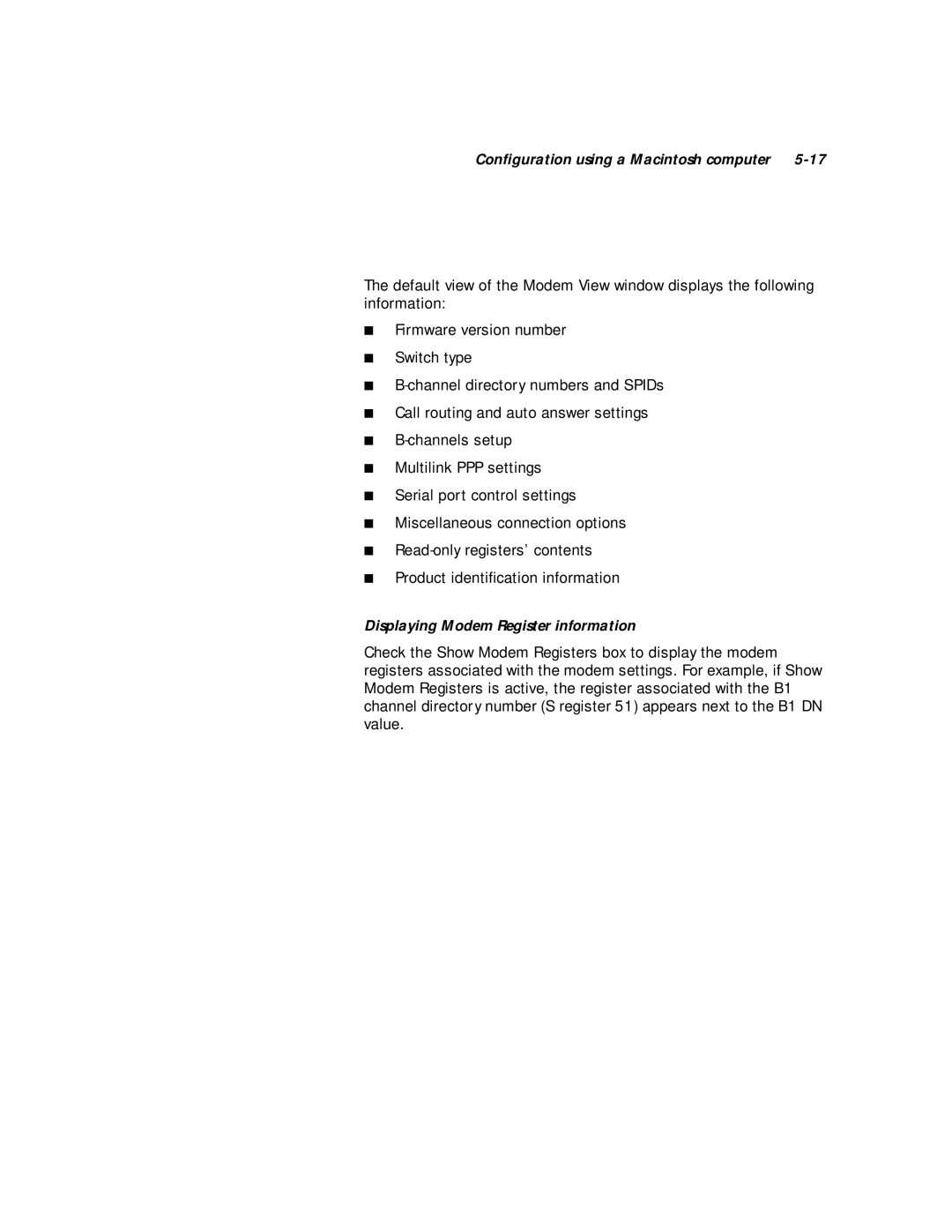 Farallon Communications 612, 412 manual Displaying Modem Register information 