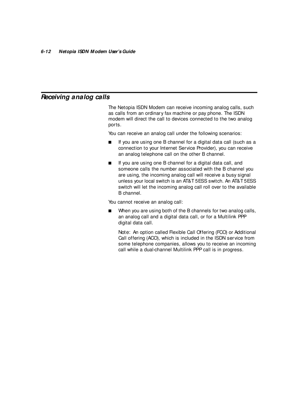 Farallon Communications 412, 612 manual Receiving analog calls 