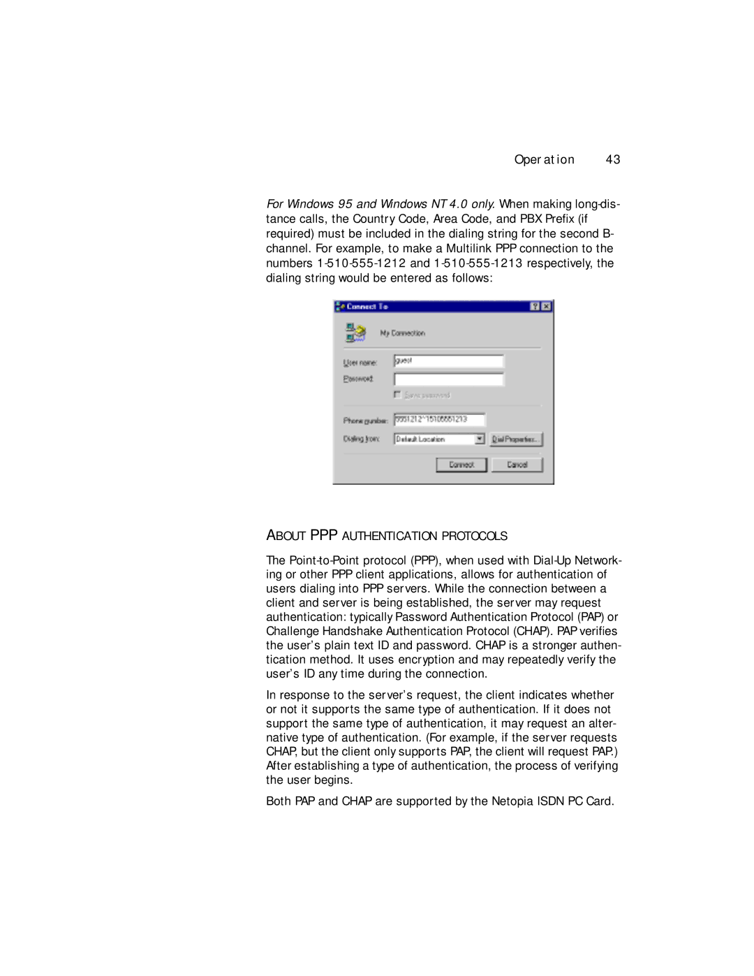 Farallon Communications NetopiaTM manual About PPP Authentication Protocols 