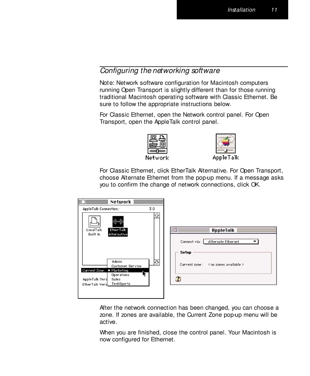 Farallon Communications PB 1400 appendix Configuring the networking software 