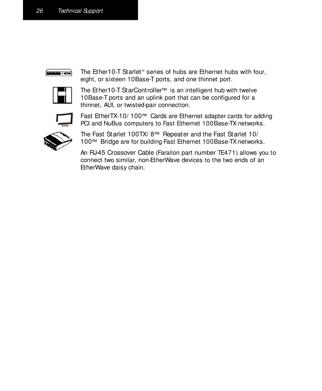 Farallon Communications PB 1400 appendix Technical Support 