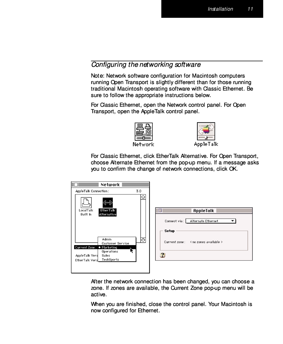 Farallon Communications PB 1400 appendix Configuring the networking software 