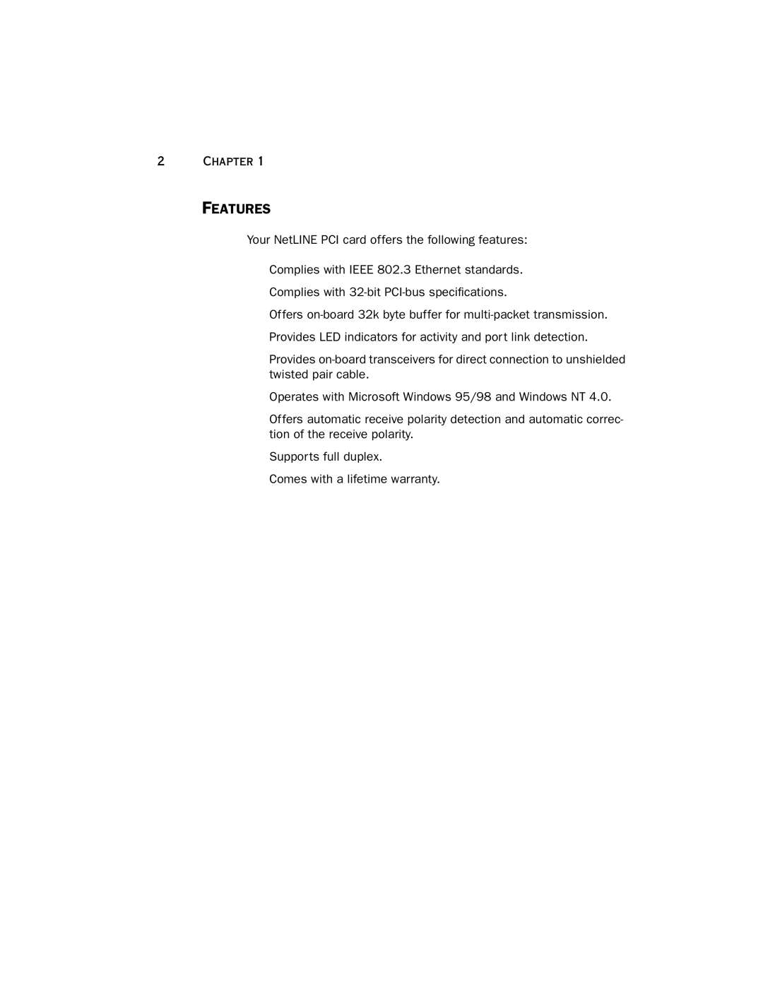 Farallon Communications PCI Card manual Features 