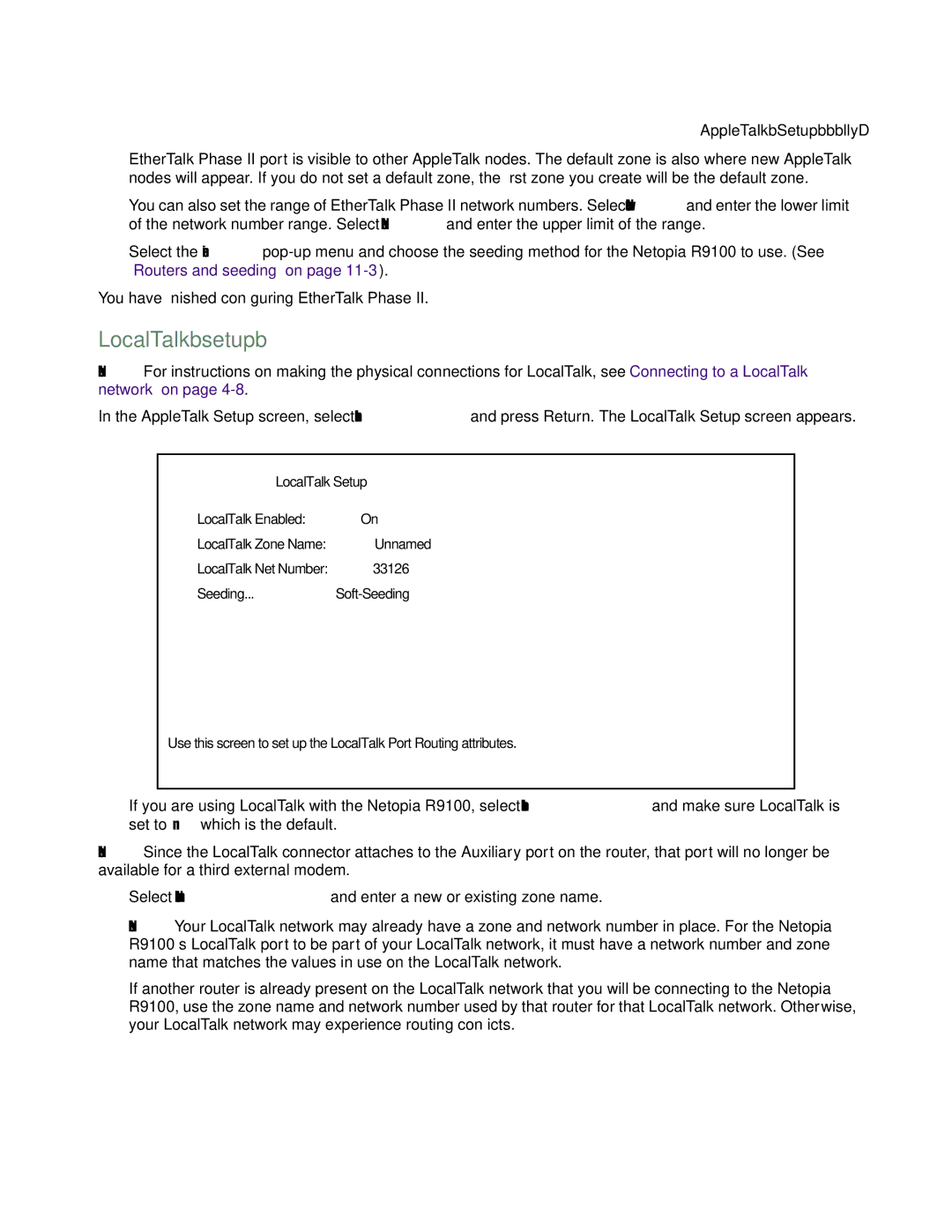 Farallon Communications R9100 manual LocalTalk setup 