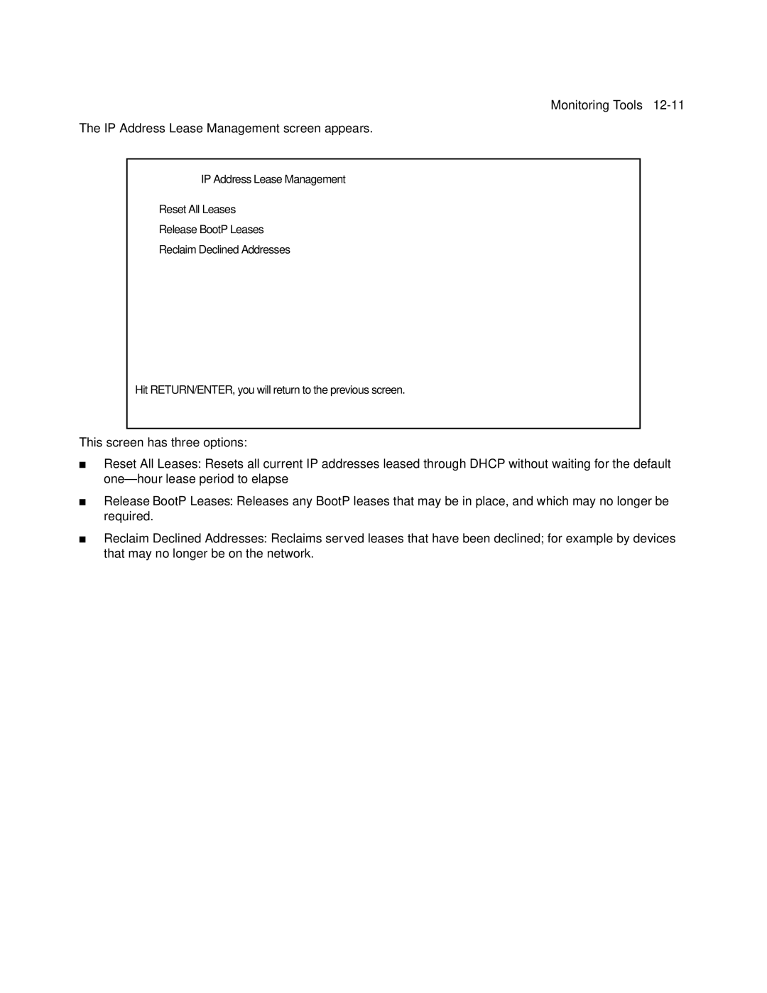 Farallon Communications R9100 manual IP Address Lease Management screen appears 