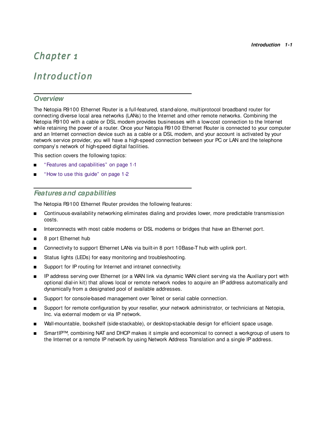 Farallon Communications R9100 manual Chapter Introduction, Overview, Features and capabilities 