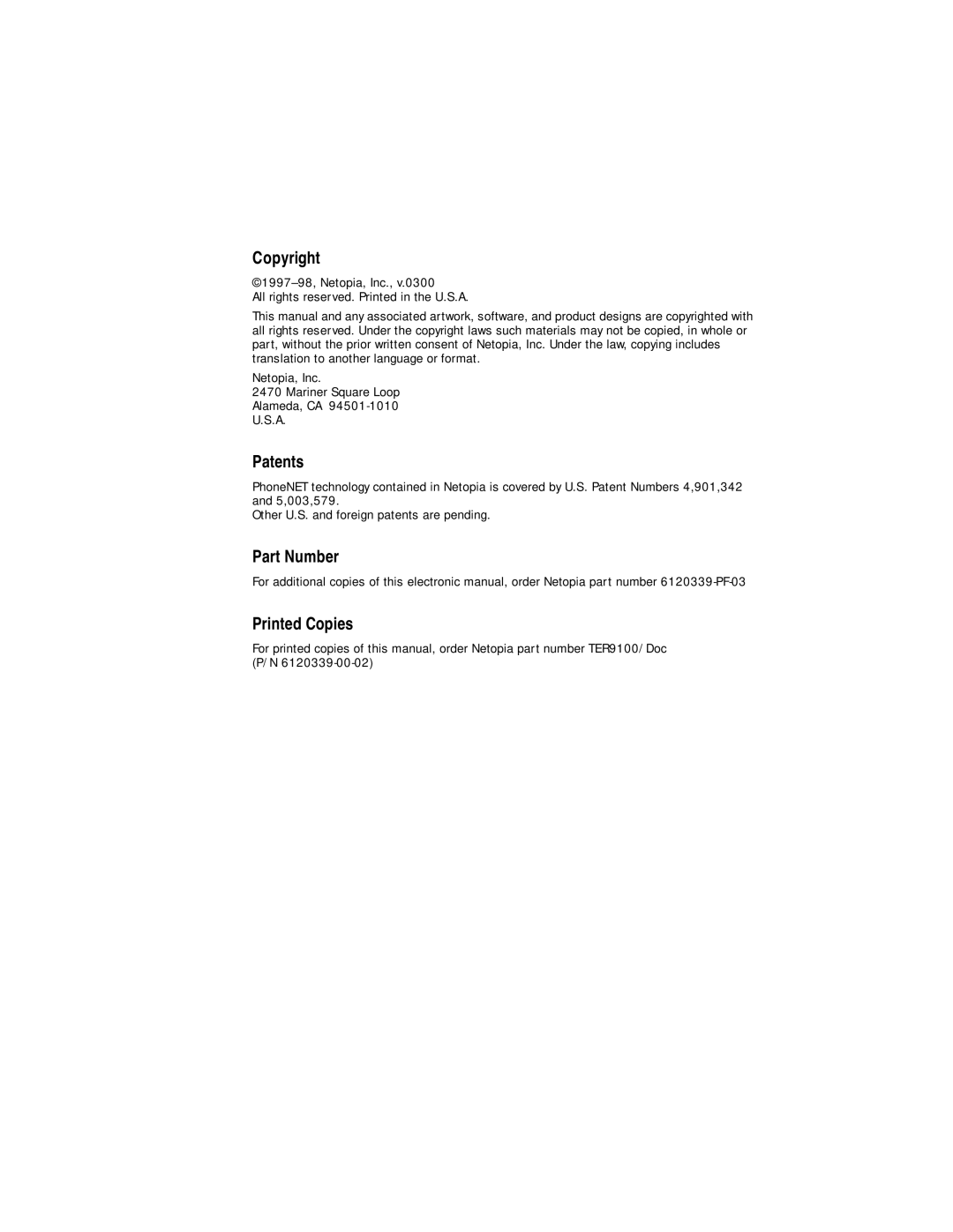 Farallon Communications R9100 manual Part Number 