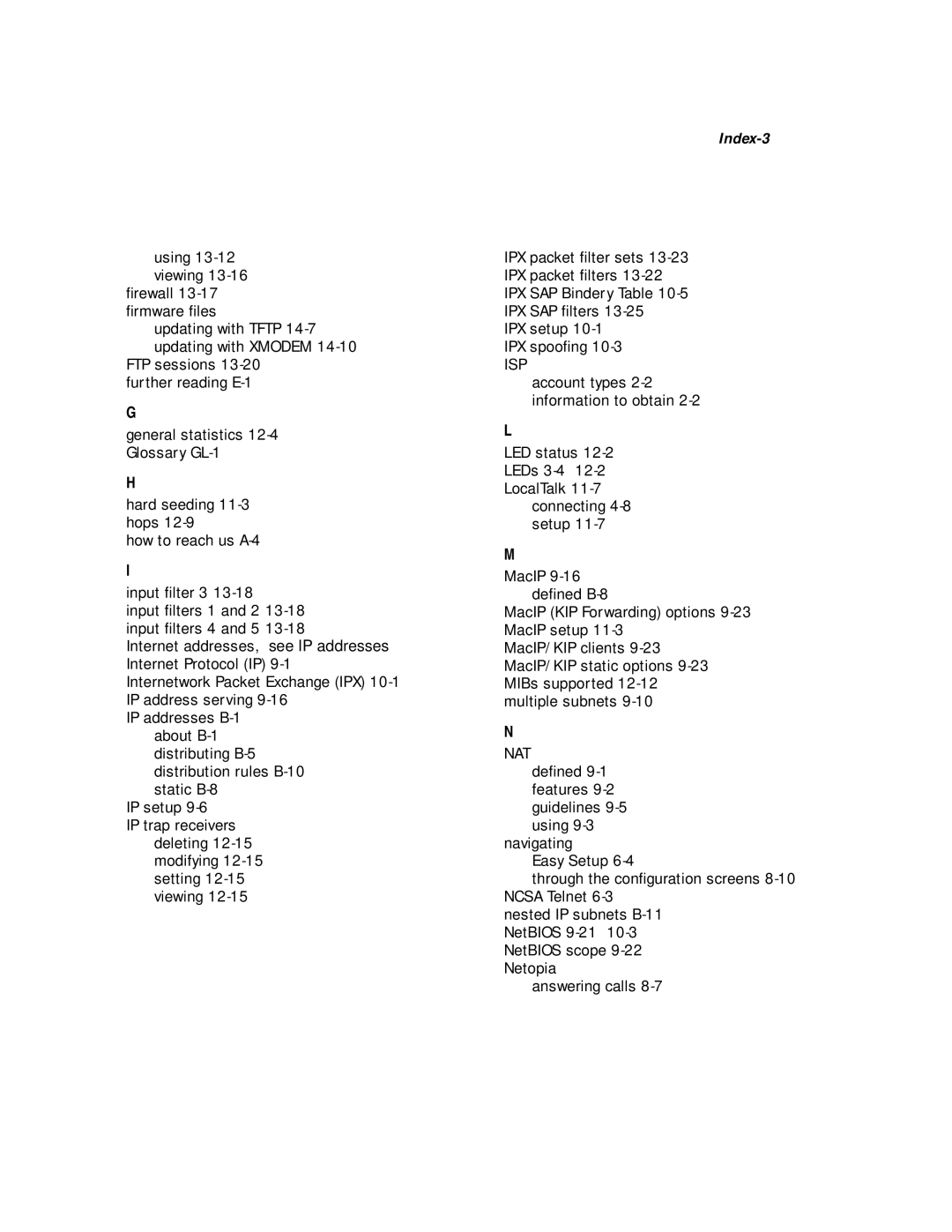 Farallon Communications R9100 manual Index-3 