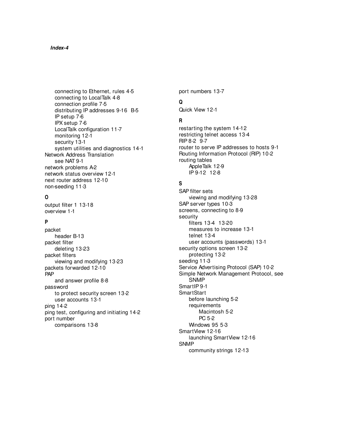 Farallon Communications R9100 manual Index-4 