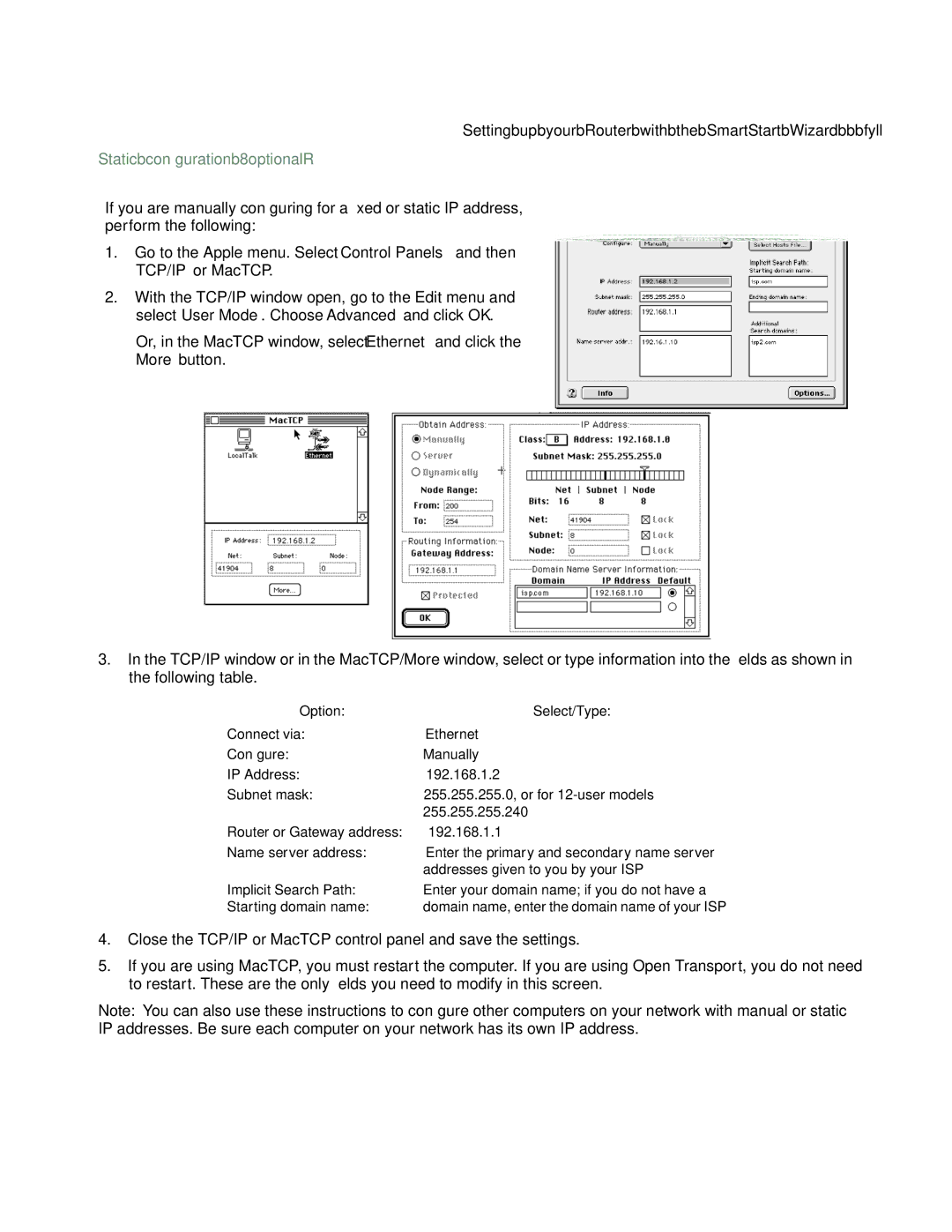 Farallon Communications R9100 manual TCP/IP or MacTCP 