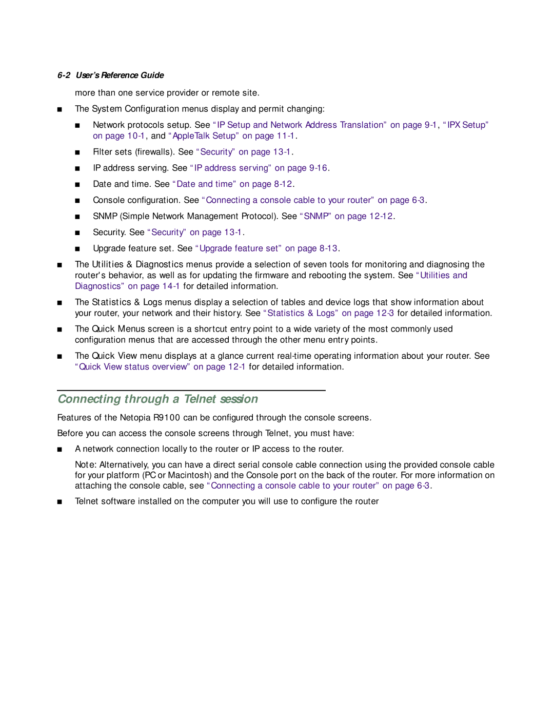 Farallon Communications R9100 manual Connecting through a Telnet session 