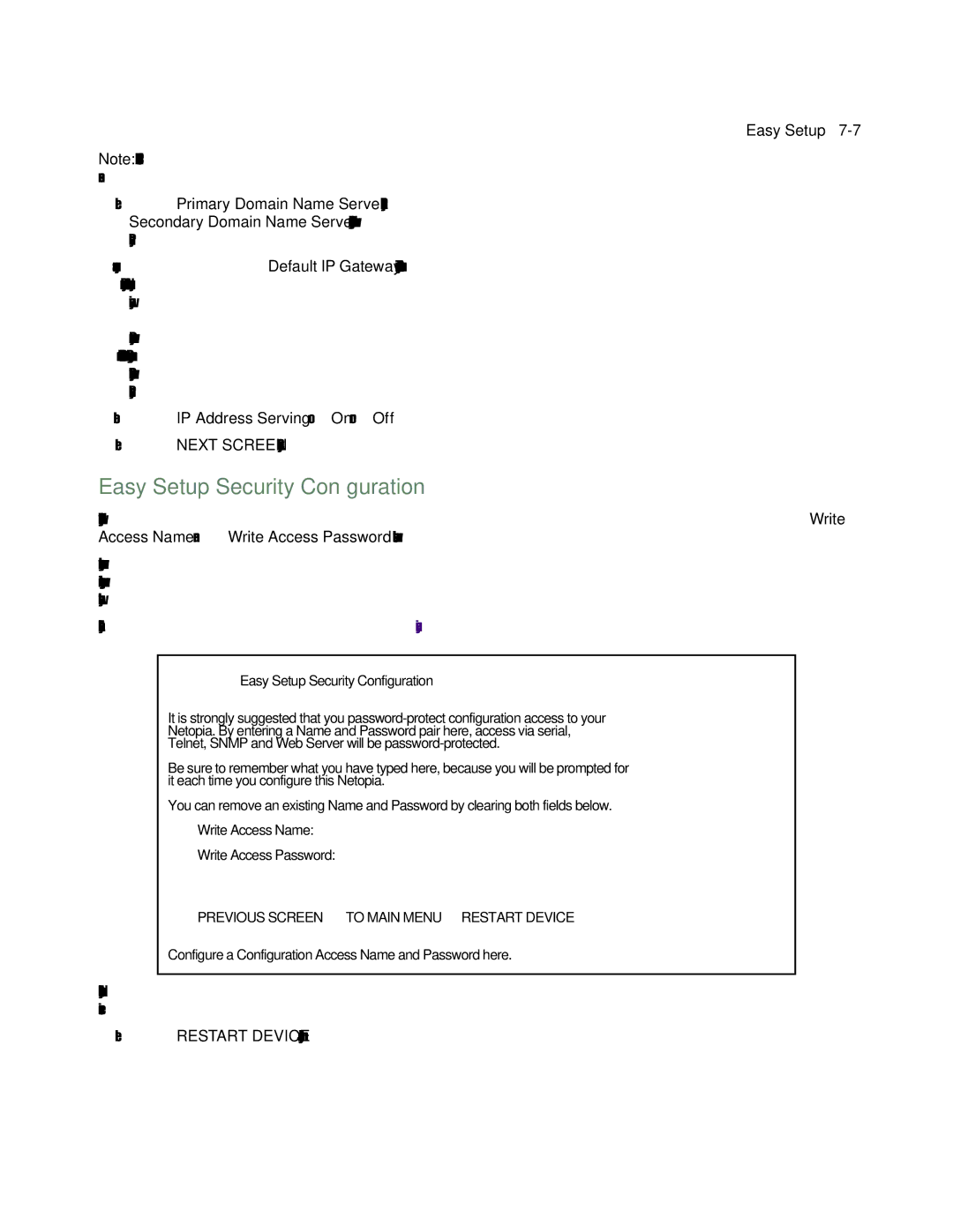 Farallon Communications R9100 manual Easy Setup Security Conﬁguration 