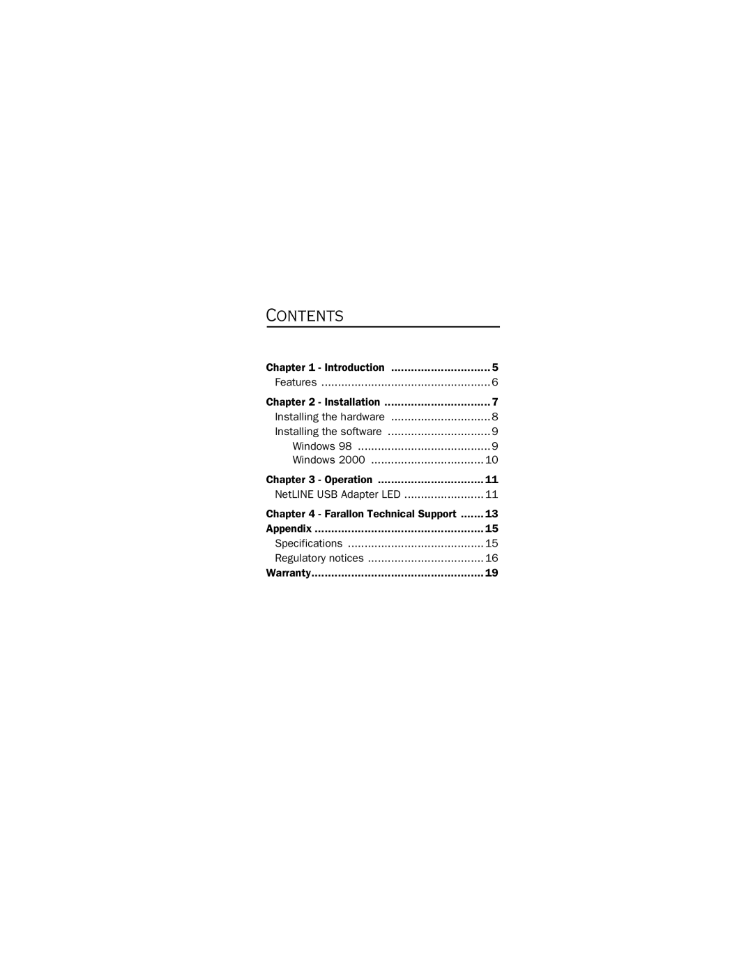 Farallon Communications USB 10/100 manual Contents 