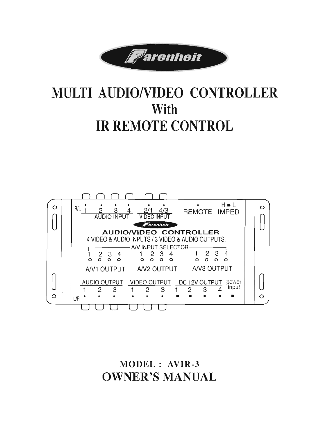 Farenheit Technologies AVIR-3 manual 