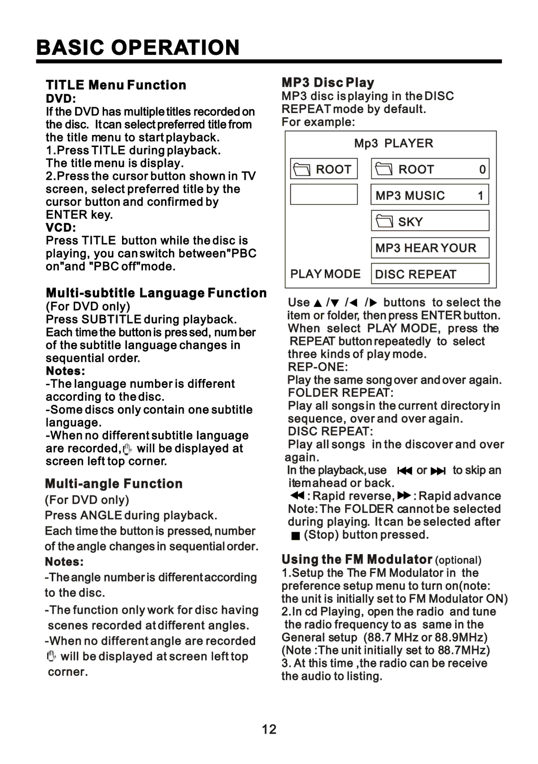 Farenheit Technologies DVD-34A manual ÓÐí Ü·-½ Ð´¿§, ·²¹ ¬¸» ÚÓ Ó±¼«´¿¬± ø±¬·±²¿´÷, Îññì, Íõç 