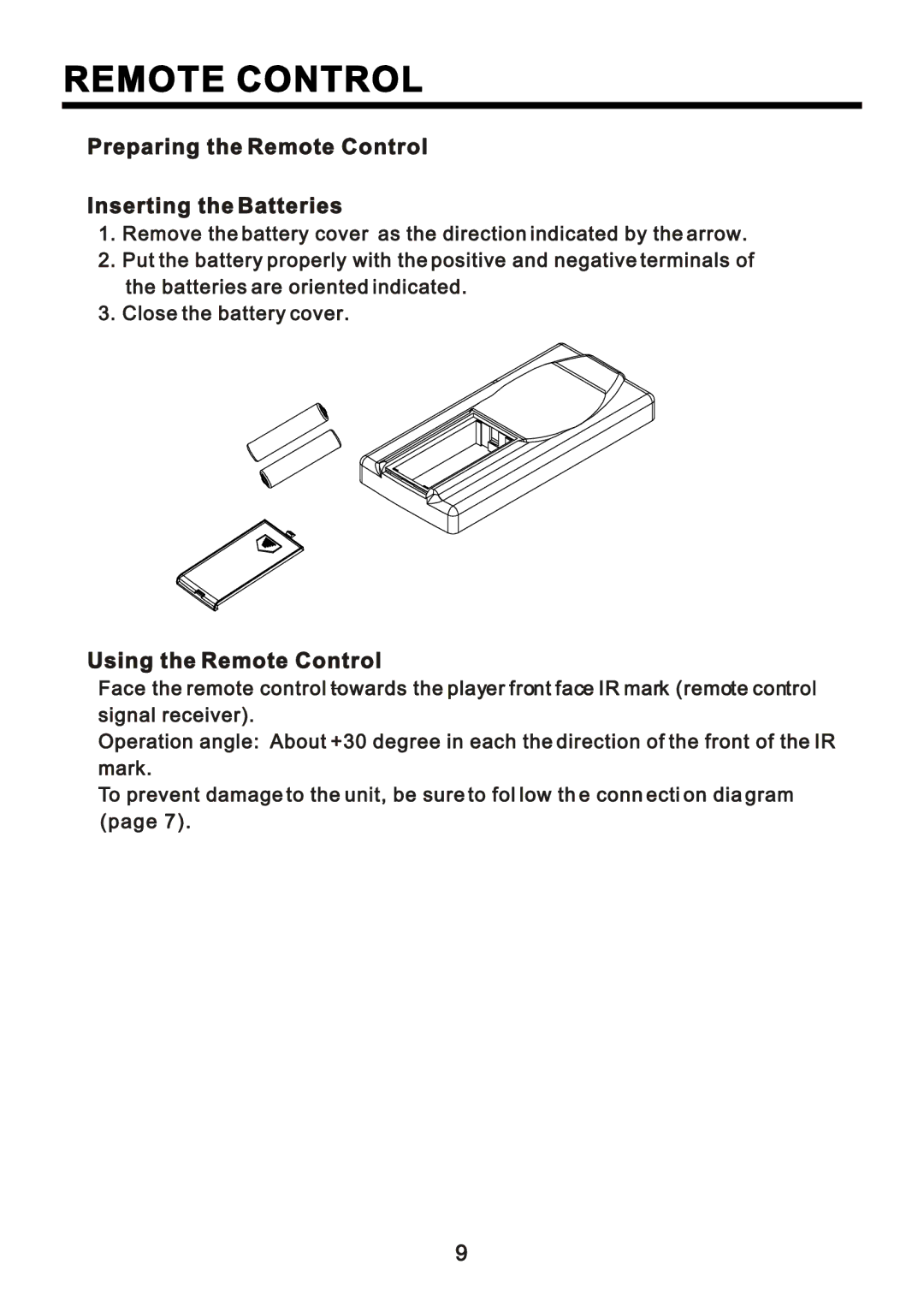 Farenheit Technologies DVD-34A manual »¿·²¹ ¬¸» Î»³±¬» Ý±²¬±´ ×²-»¬·²¹ ¬¸» Þ¿¬¬»·» 