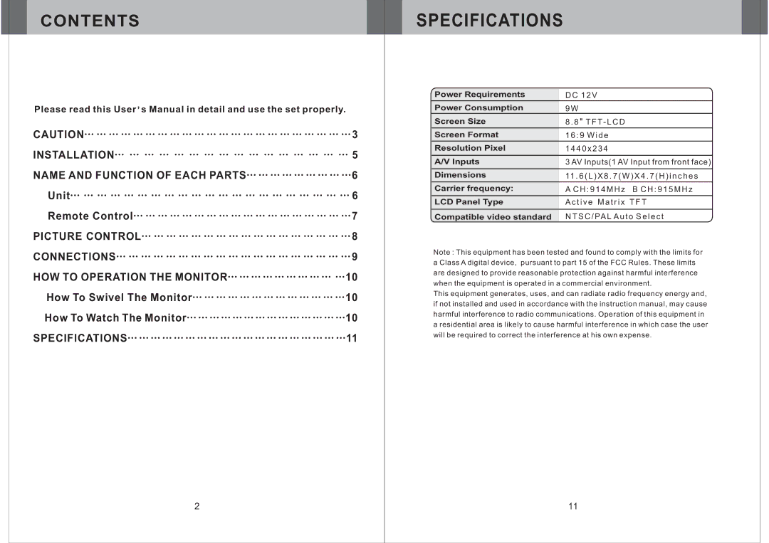 Farenheit Technologies H-88BK, H-88GRDK, H-88BG owner manual Contents 