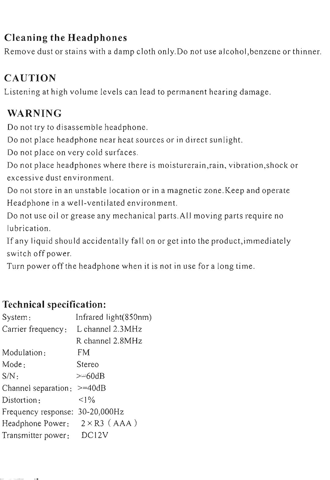 Farenheit Technologies HP-22IRT manual 