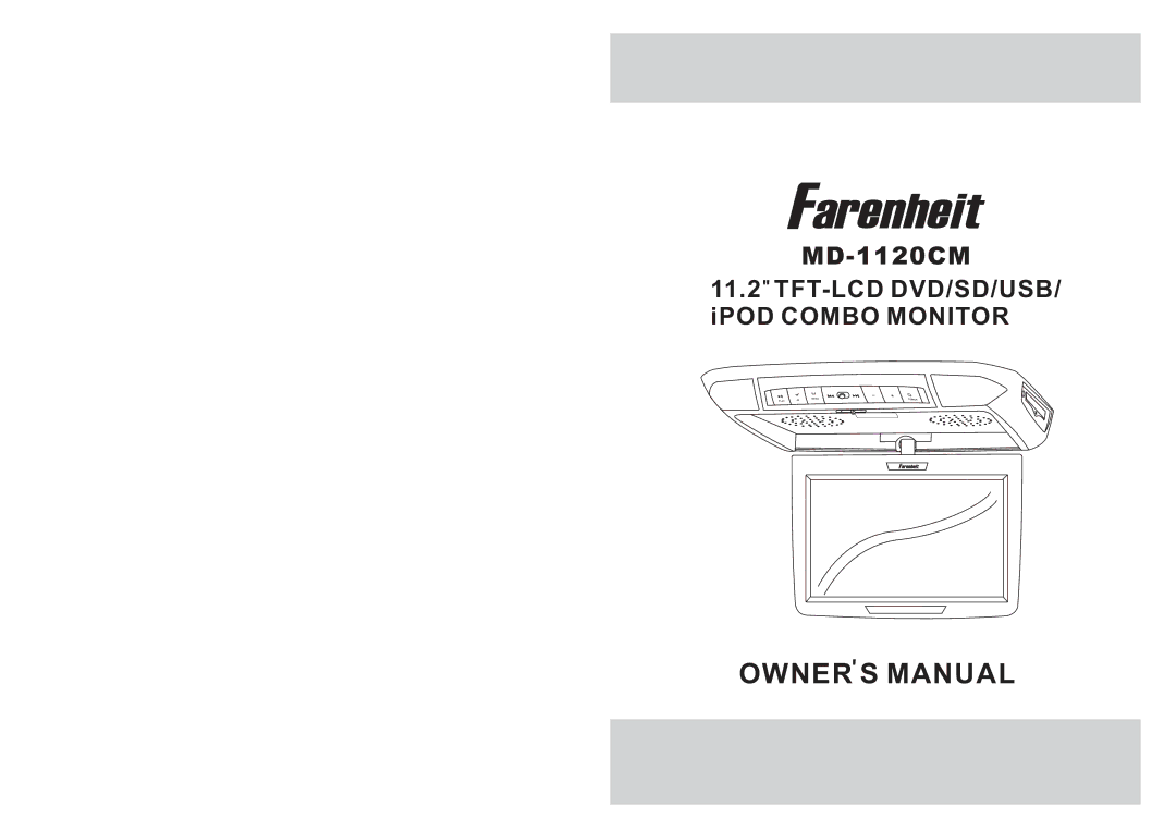 Farenheit Technologies MD-1120CM owner manual Owner S Manual 