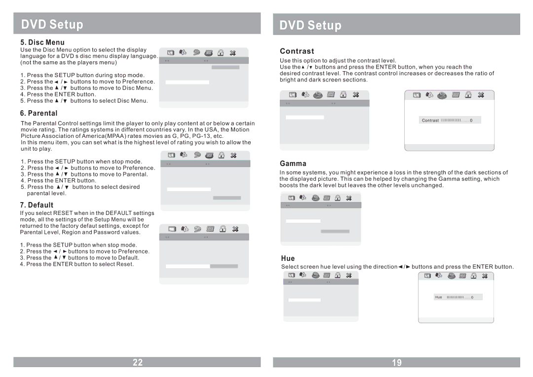 Farenheit Technologies MD-1120CMX owner manual Contrast 