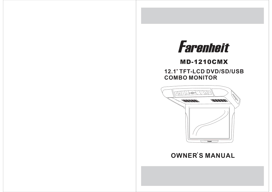 Farenheit Technologies MD-1210CMX owner manual Owner S Manual 