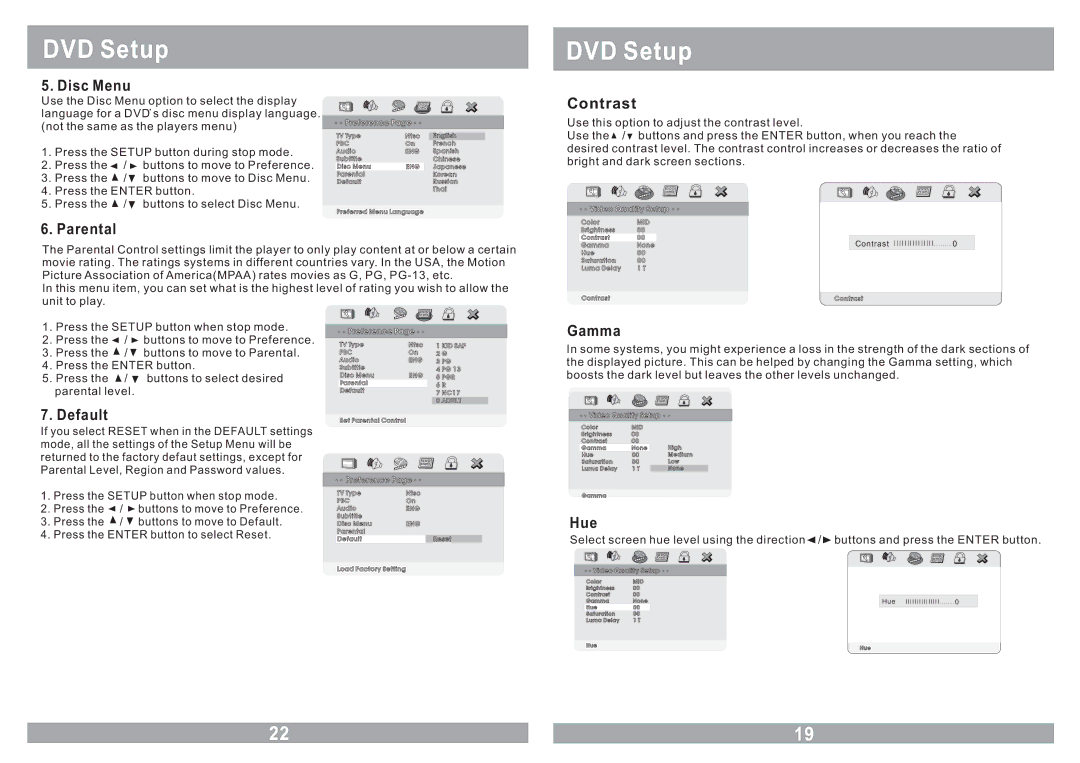 Farenheit Technologies MD-1210CMX owner manual Contrast 