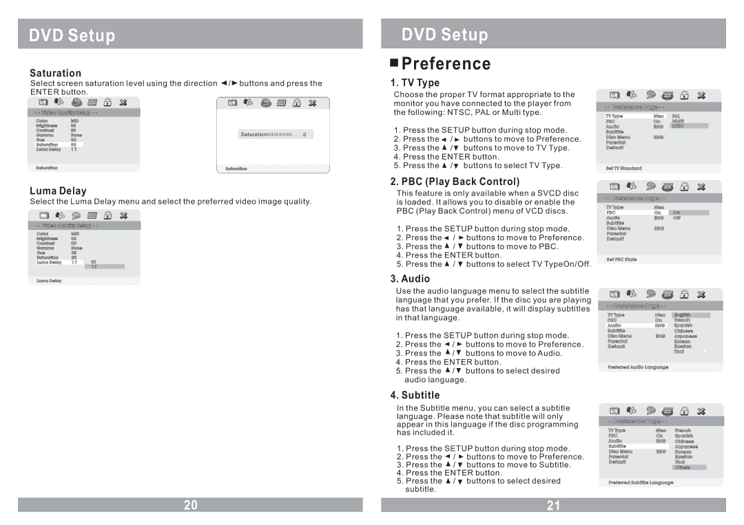 Farenheit Technologies MD-1210CMX owner manual Preference 